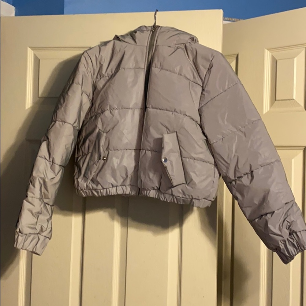 Women’s Forever 21 Hooded Reflective Puffer Coat.